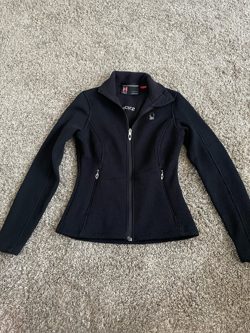 Spyder Core Woman’s Jacket SZ XS black full zip in gently used condition